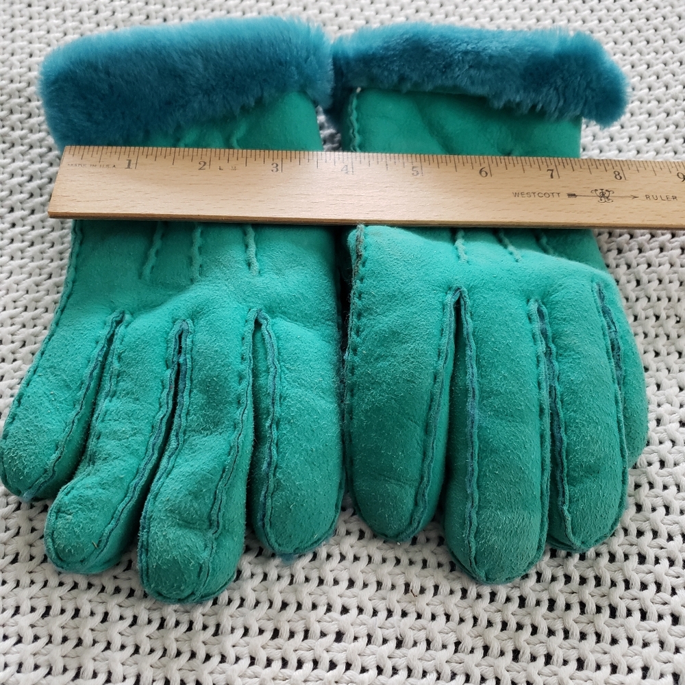 Teal Shearling Gloves